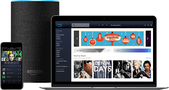 Amazon Music est disponible sur de nombreux appareils : ordinateurs, smartphones, enceintes connectées...