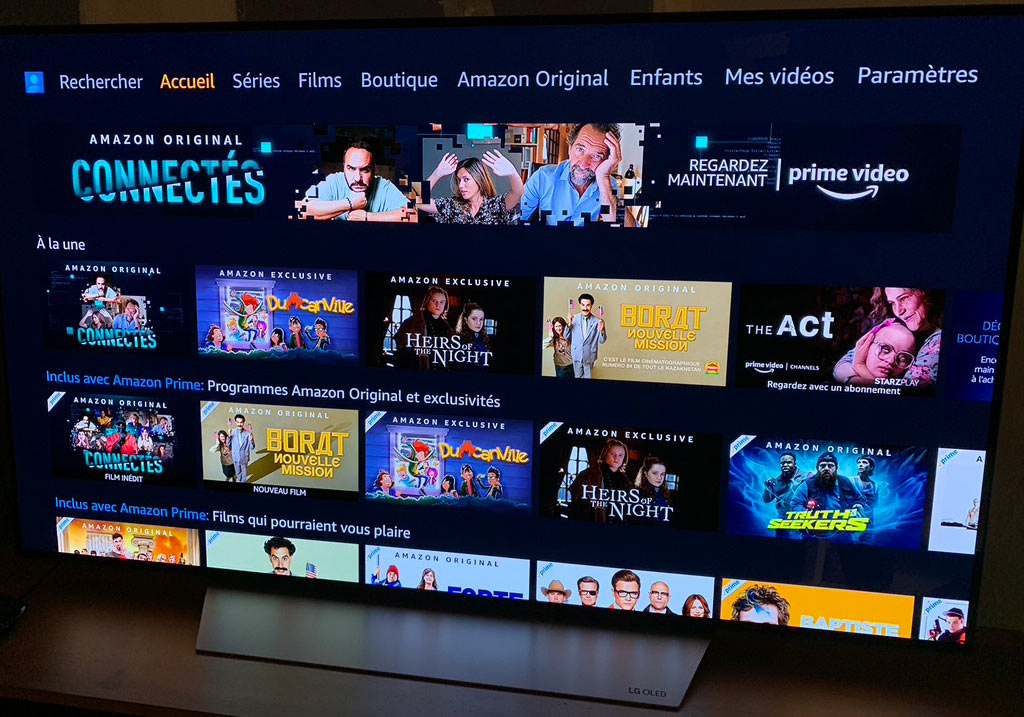 L'application Amazon Prime Video est disponible sur de nombreux appareils, ici un téléviseur Oled LG