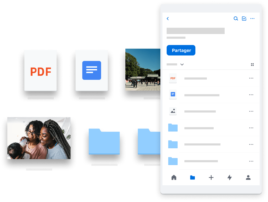 Dropbox stocke vos fichiers et données de façon sécurisée dans le Cloud. Un simple clic permet de les partager avec des proches.