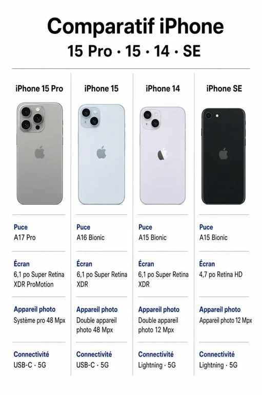 Comparatif des modèles d'iPhone en 2024 pour choisir le meilleur smartphone Apple selon ses besoins