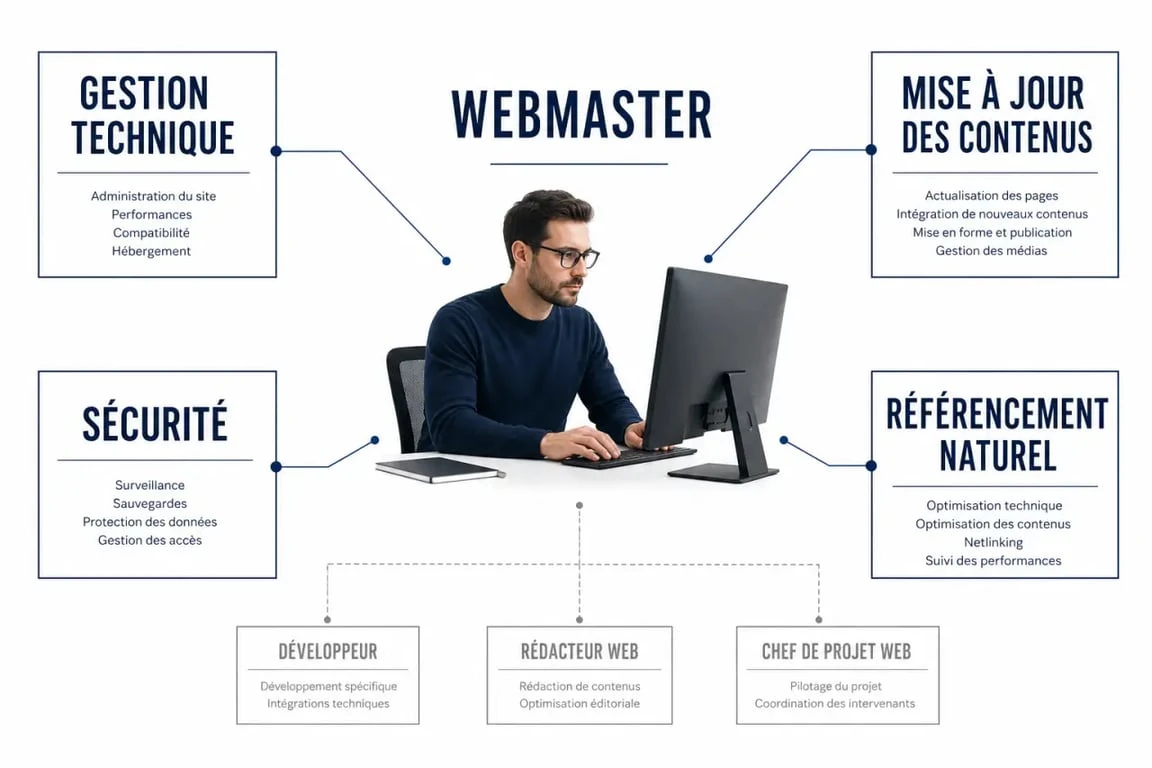 Webmaster définition : schéma des missions et compétences principales