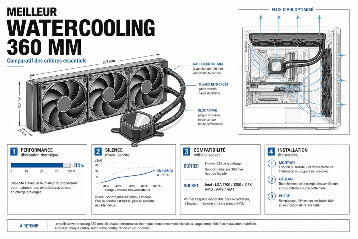 Comparatif du meilleur watercooling 360mm pour PC gamer et configuration performante