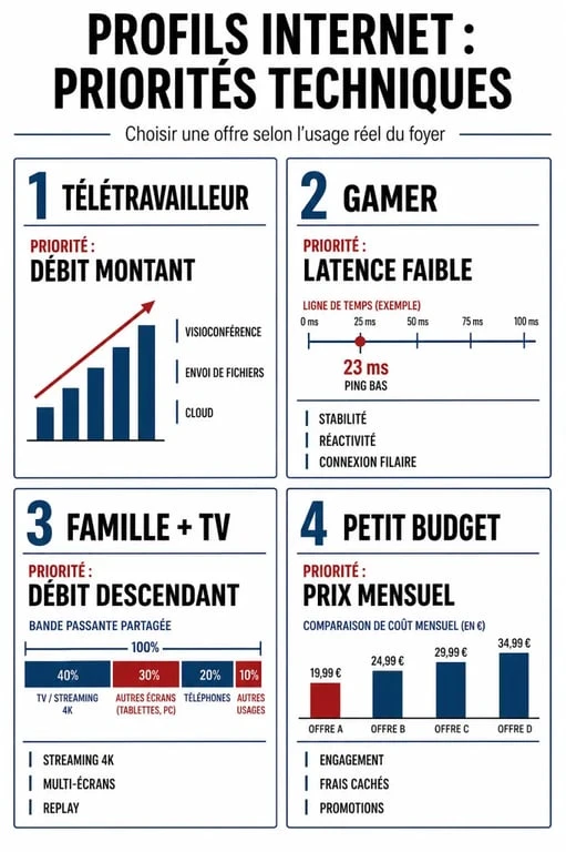 Infographie des profils d'utilisateurs pour choisir son fournisseur internet