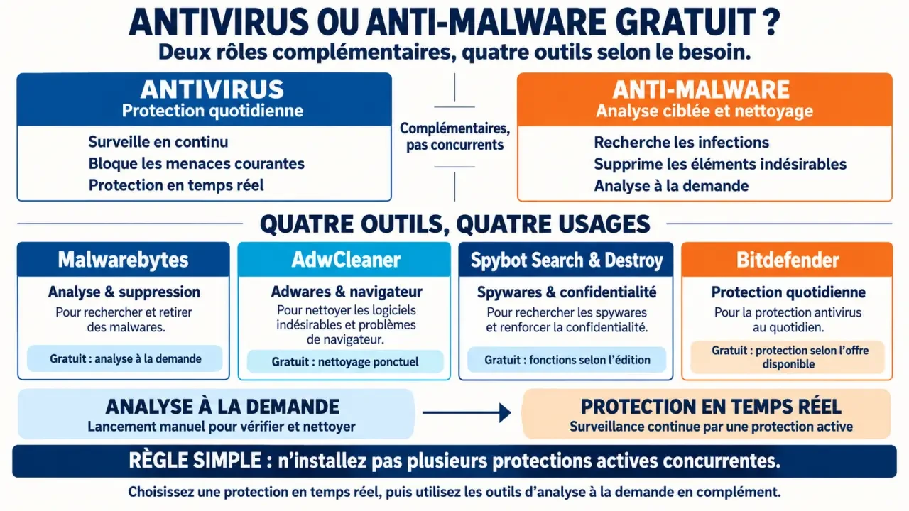 Comparatif du meilleur anti-malware gratuit selon l’usage et le niveau de protection